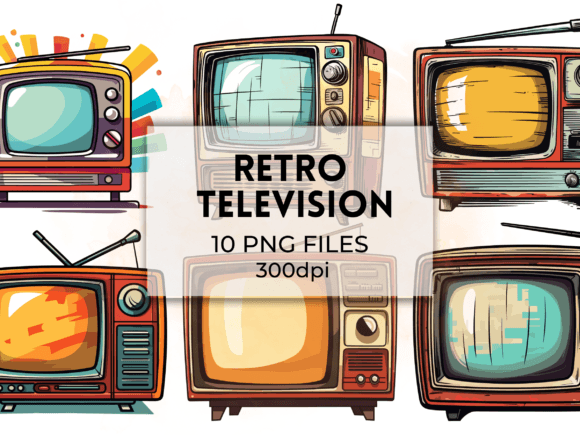 Download Retro Television, Vintage TV Set Clipart - Premium Bundle
